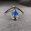 Handmade Dried Flower Necklace With Crystal Real Flower Pattern Organic Glass Pendant And Rope Chain Natural Style