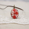 Handmade Dried Flower Necklace With Crystal Real Flower Pattern Organic Glass Pendant And Rope Chain Natural Style