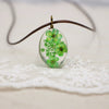 Handmade Dried Flower Necklace With Crystal Real Flower Pattern Organic Glass Pendant And Rope Chain Natural Style