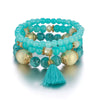 Handmade Electroplated Glass Beaded Tassel Elastic Multilayer Bracelet For Women Bohemian Style Small Jewelry Wholesale