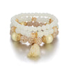 Handmade Electroplated Glass Beaded Tassel Elastic Multilayer Bracelet For Women Bohemian Style Small Jewelry Wholesale