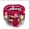 Handmade Electroplated Glass Beaded Tassel Elastic Multilayer Bracelet For Women Bohemian Style Small Jewelry Wholesale