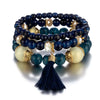 Handmade Electroplated Glass Beaded Tassel Elastic Multilayer Bracelet For Women Bohemian Style Small Jewelry Wholesale
