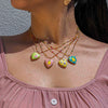 Handmade Electroplated Stainless Steel And Titanium Steel Heart Fruit Oil Drop Necklace For Women