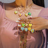 Handmade Electroplated Stainless Steel And Titanium Steel Heart Fruit Oil Drop Necklace For Women