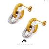 Handmade Embossed 316L Stainless Steel Goldplated Geometric Oval Earrings And Ring