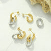 Handmade Embossed 316L Stainless Steel Goldplated Geometric Oval Earrings And Ring