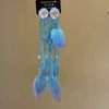 Handmade Fabric Chiffon Flower Tassel Earrings For Women With Rice Beads In Vacation Style