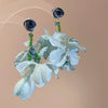 Handmade Fabric Chiffon Flower Tassel Earrings For Women With Rice Beads In Vacation Style