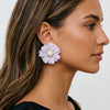 Handmade Fabric Flower Earrings With Pearl Accent And Steel Posts Fresh Simple Floral Style For Women