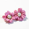 Handmade Fabric Flower Earrings With Pearl Accent And Steel Posts Fresh Simple Floral Style For Women
