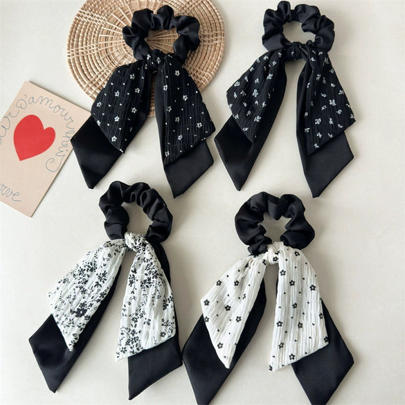Handmade Fabric Fresh Style Floral Doublelayer Pony Tail Strap Hair Band Headwear For Women