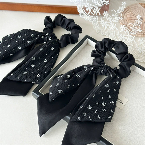 Handmade Fabric Fresh Style Floral Doublelayer Pony Tail Strap Hair Band Headwear For Women