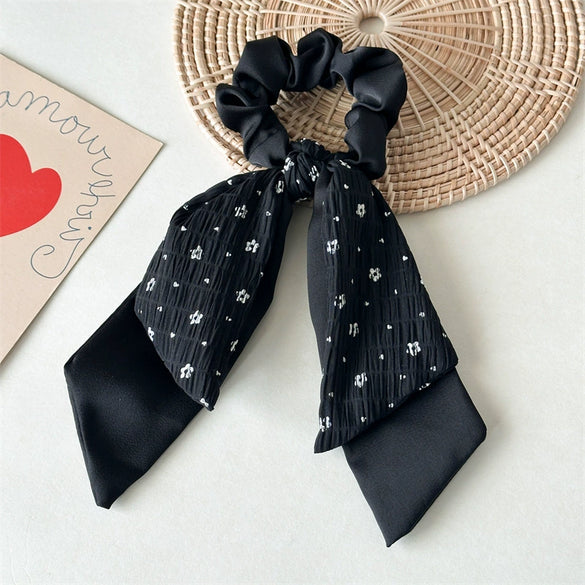 Handmade Fabric Fresh Style Floral Doublelayer Pony Tail Strap Hair Band Headwear For Women