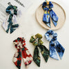 Handmade Fabric Niche Design Oil Painting Bow Ponytail Hair Tie