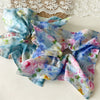 Handmade Fabric Square Scarf Scrunchie Hair Tie For Women Floral Oil Painting And Vacation Style