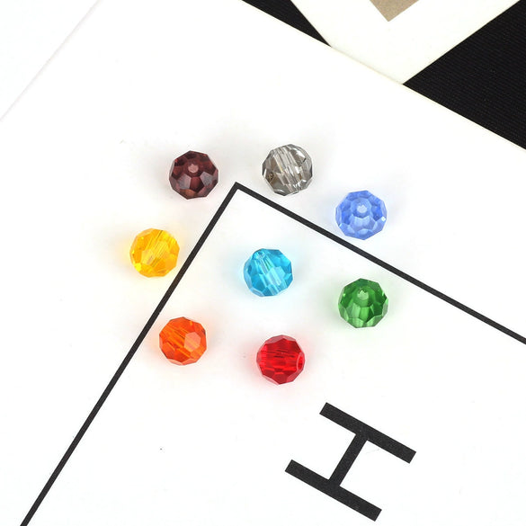 Handmade Faceted Crystal Glass Round Ball Loose Beads For Diy Accessories