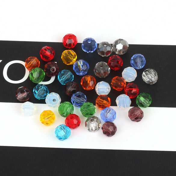 Handmade Faceted Crystal Glass Round Ball Loose Beads For Diy Accessories