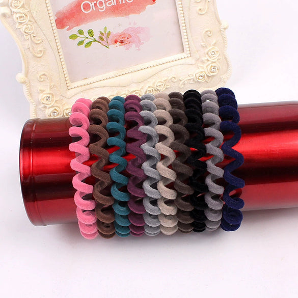 Handmade Flocked Cloth Phone Cord Hair Ties High Elastic Stretch Hair Bands Wholesale