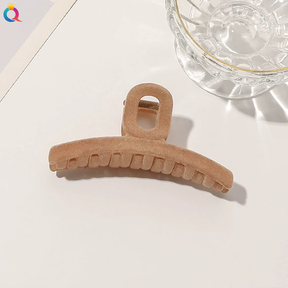 Handmade Flocked Geometric Resin Hair Claw Clip For Women Wholesale Hair Accessory