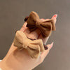 Handmade Flocking Plush Bow Scrunchie Hair Ring Soft Hair Tie Headwear For Women