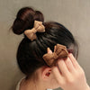 Handmade Flocking Plush Bow Scrunchie Hair Ring Soft Hair Tie Headwear For Women