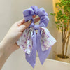 Handmade Floral Bow Hair Ring Silk Scarf Hair Band Retro Headwear For Women