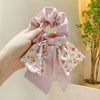 Handmade Floral Bow Hair Ring Silk Scarf Hair Band Retro Headwear For Women