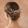 Handmade Floral Pearl Crystal Hair Comb Alloy Bridal Hair Accessory For Women Wholesale