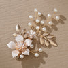 Handmade Floral Pearl Duckbill Hair Clip Electroplated Alloy Bridal Side Clip Women's Hair Accessory