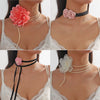 Handmade Flower Patterned Imitation Pearl Choker Necklace For Women