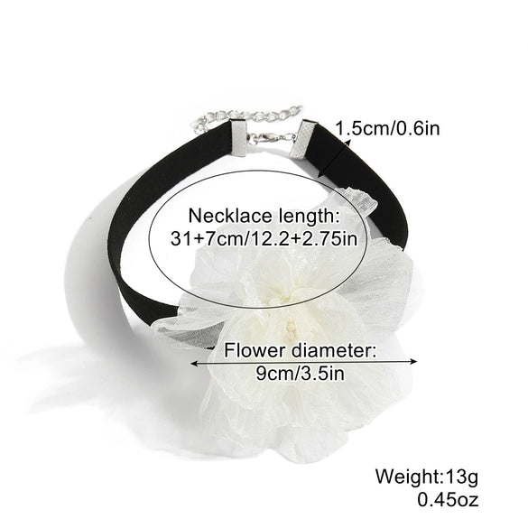 Handmade Flower Patterned Imitation Pearl Choker Necklace For Women