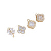 Handmade Four Leaf Clover Natural Zircon Pendant With Electroplated Gold Finish For Diy Clavicle Necklace And Bracelet Accessories
