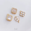 Handmade Four Leaf Clover Natural Zircon Pendant With Electroplated Gold Finish For Diy Clavicle Necklace And Bracelet Accessories