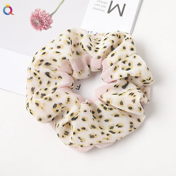 Handmade Fresh Floral Chiffon Scrunchie Hair Tie With High Elasticity Fabric Ponytail Holder