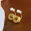 Handmade Freshwater Pearl Flower Geometric Earrings