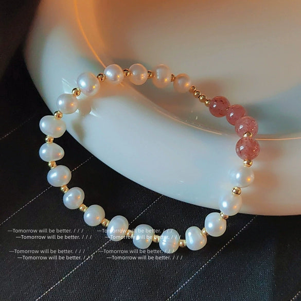 Handmade Freshwater Pearl Geometric Bracelet For Women Sweet Elegant Fashion Hand Jewelry