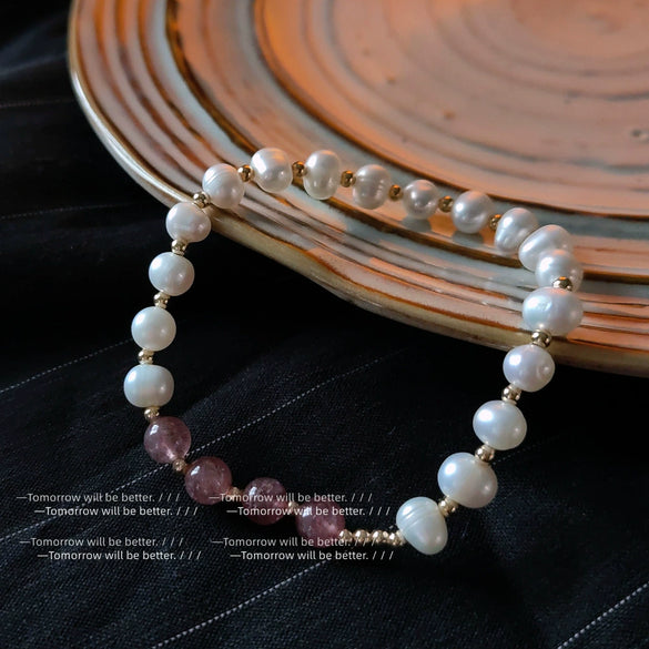 Handmade Freshwater Pearl Geometric Bracelet For Women Sweet Elegant Fashion Hand Jewelry