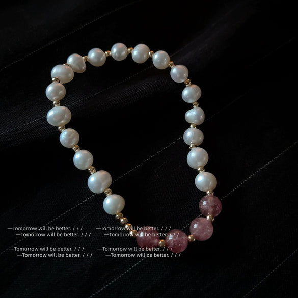 Handmade Freshwater Pearl Geometric Bracelet For Women Sweet Elegant Fashion Hand Jewelry