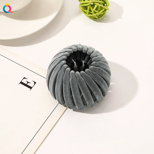 Handmade Frosted Bird's Nest Flower Bud Ball Hair Clip For Women Elegant Ushaped Ponytail Hair Accessory