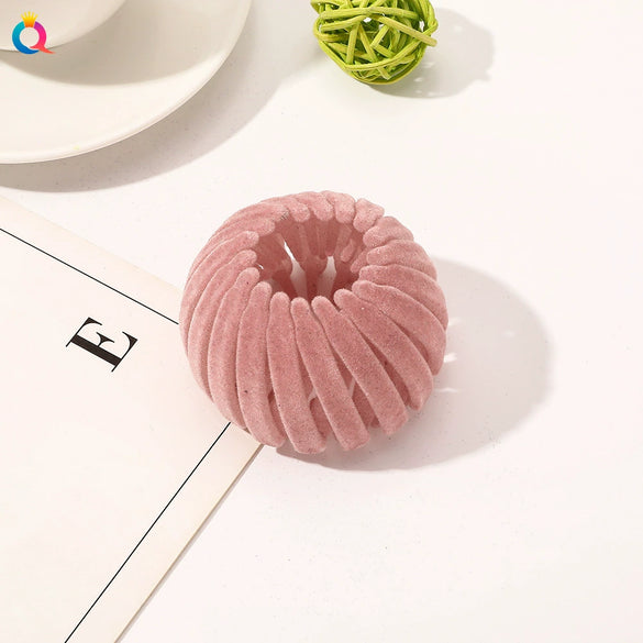 Handmade Frosted Bird's Nest Flower Bud Ball Hair Clip For Women Elegant Ushaped Ponytail Hair Accessory