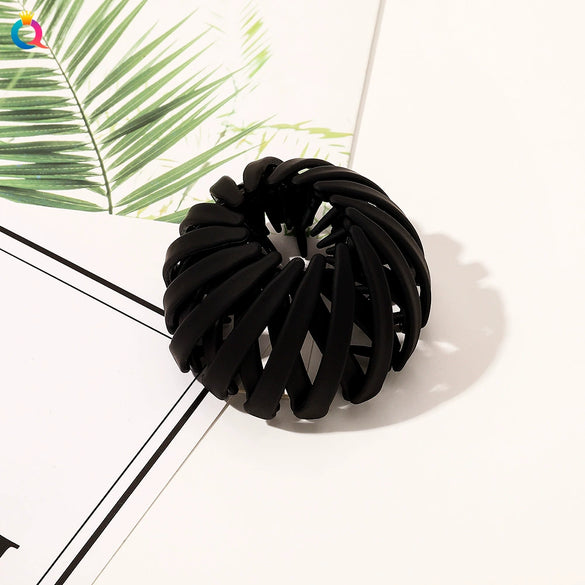 Handmade Frosted Bird's Nest Flower Bud Ball Hair Clip For Women Elegant Ushaped Ponytail Hair Accessory