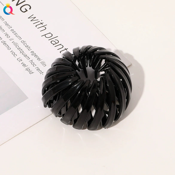 Handmade Frosted Bird's Nest Flower Bud Ball Hair Clip For Women Elegant Ushaped Ponytail Hair Accessory