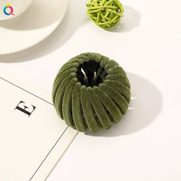 Handmade Frosted Bird's Nest Flower Bud Ball Hair Clip For Women Elegant Ushaped Ponytail Hair Accessory
