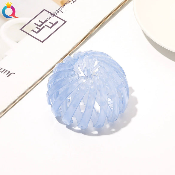 Handmade Frosted Bird's Nest Flower Bud Ball Hair Clip For Women Elegant Ushaped Ponytail Hair Accessory