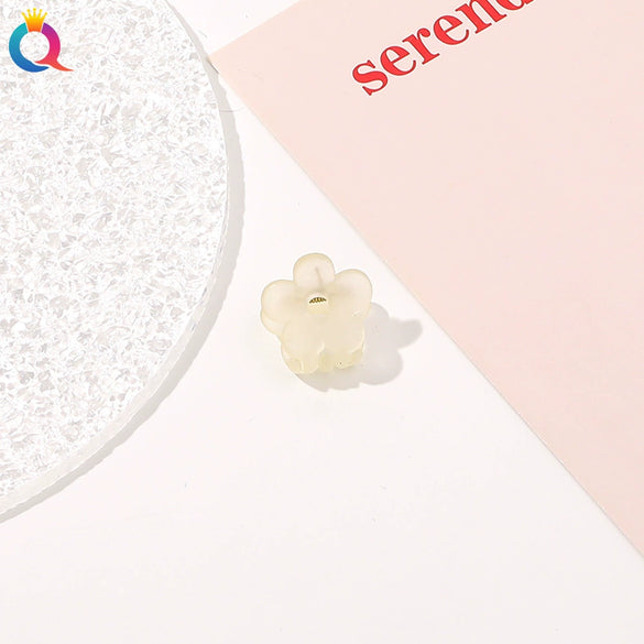 Handmade Frosted Pumpkin Flower Mini Claw Hair Clip For Women Cute Bangs Top Clip Plastic Hair Accessory