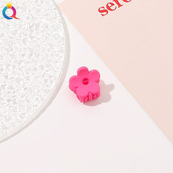 Handmade Frosted Pumpkin Flower Mini Claw Hair Clip For Women Cute Bangs Top Clip Plastic Hair Accessory