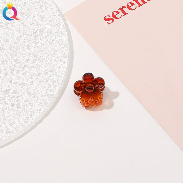 Handmade Frosted Pumpkin Flower Mini Claw Hair Clip For Women Cute Bangs Top Clip Plastic Hair Accessory