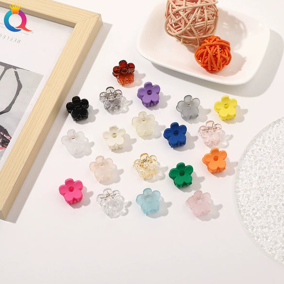 Handmade Frosted Pumpkin Flower Mini Claw Hair Clip For Women Cute Bangs Top Clip Plastic Hair Accessory