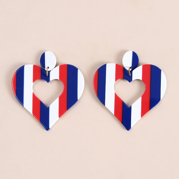 Handmade Geometric Acrylic Round Heart And Star Statement Earrings For Unisex Fashion Jewelry
